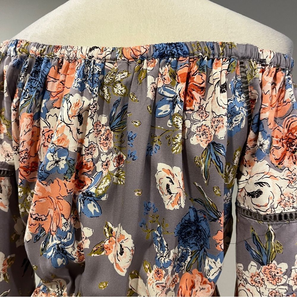 Angie long sleeve off-shoulder romper with a floral pattern‎ cottagecore - Picture 7 of 13